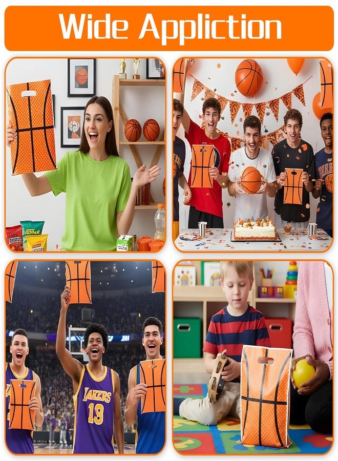 DOPENSPI 50PCS Basketball Gift Bags with Handle, 9.8x6.7in Plastic Basketball Goodie Bags Basketballs Party Favor Bag Basketballs Themed Parties Supplies for Birthday Sport Theme Party Decorations - Image 5